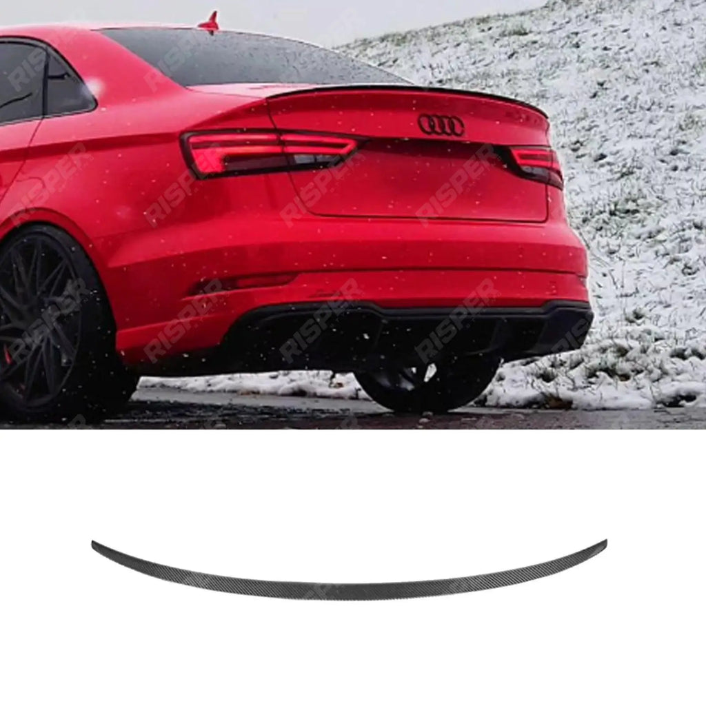 S3 Style Rear Spoiler Lip Gloss Black For Audi A3 8V Saloon 2014-2020