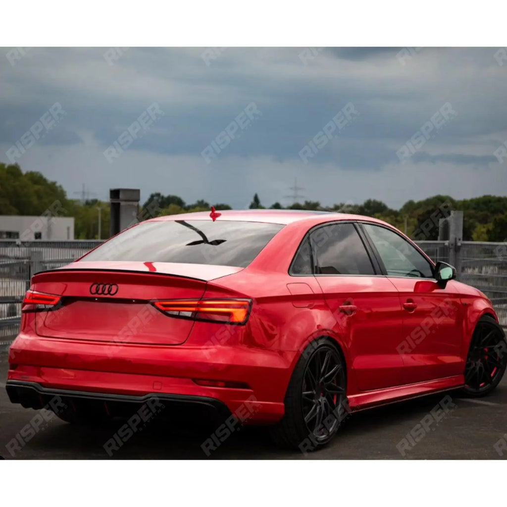 S3 Style Rear Spoiler Lip Gloss Black For Audi A3 8V Saloon 2014-2020