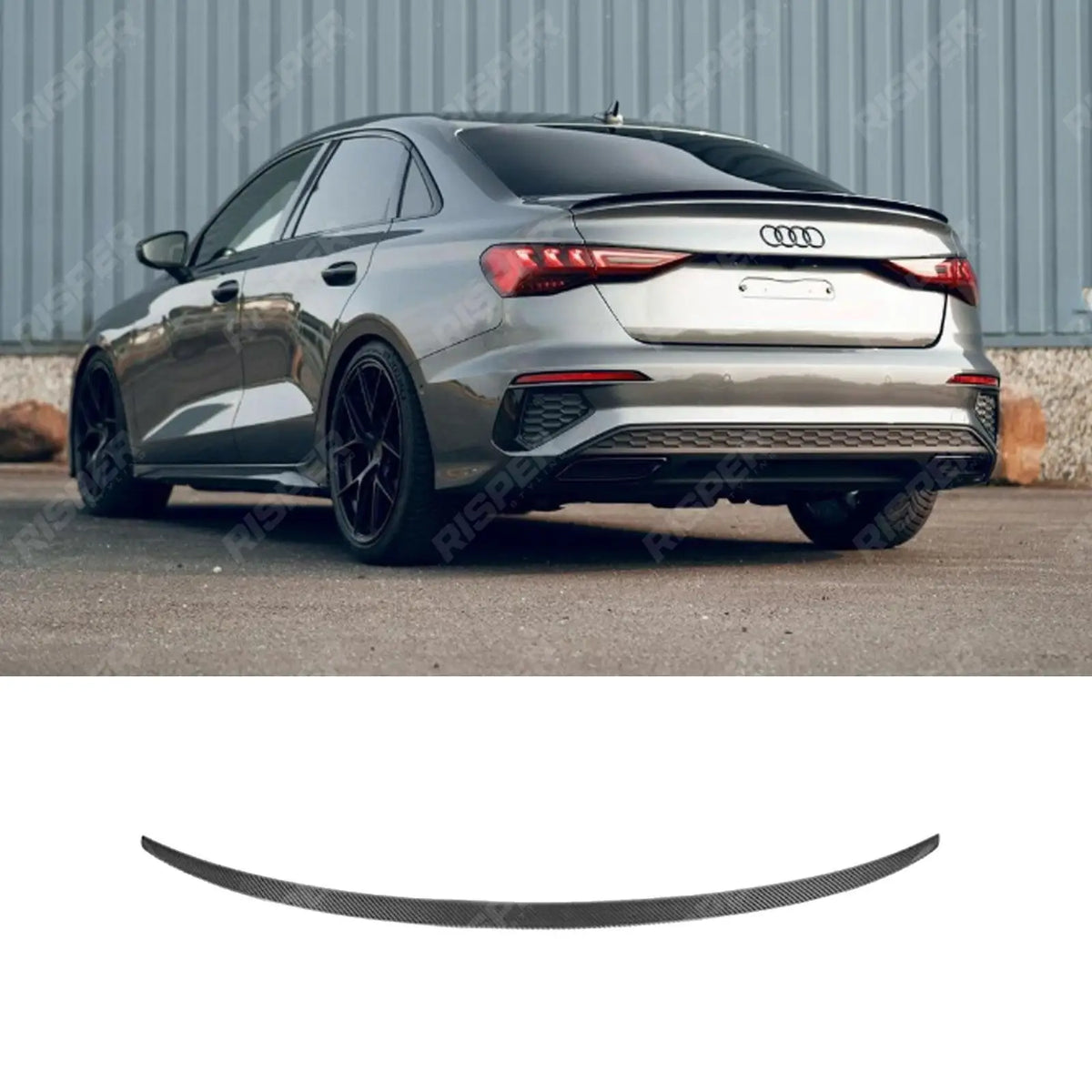 S3 Style Rear Spoiler Lip In Gloss Black For Audi A3 8Y Saloon 2021+