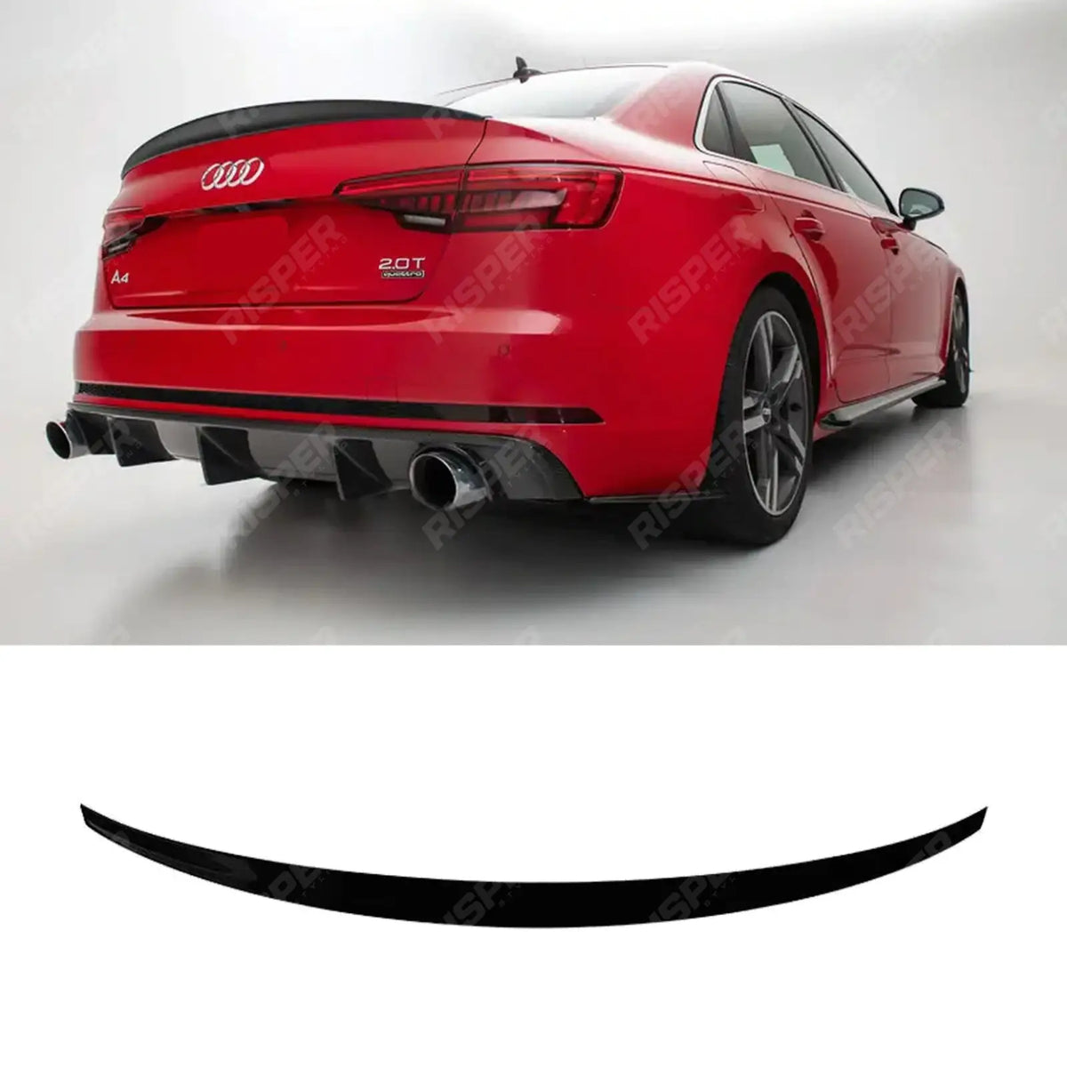 S4 Style Rear Spoiler In Gloss Black For Audi A4 B9 2016-2019