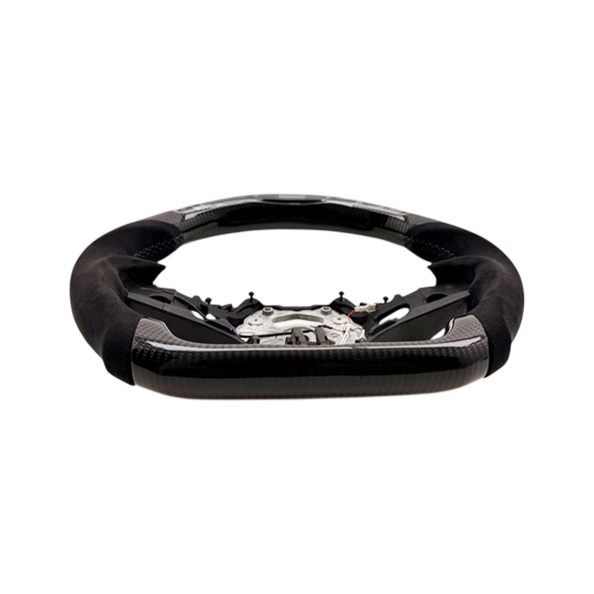 SHFT BMW G8X Flat Bottom Steering Wheel (Agressive Grips) In Gloss Carbon Fibre & Alcantara With LED Display (G80 M3, G82 M4 & G87 M2)