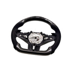 SHFT BMW G8X Flat Bottom Steering Wheel (Agressive Grips) In Gloss Carbon Fibre & Alcantara With LED Display (G80 M3, G82 M4 & G87 M2)