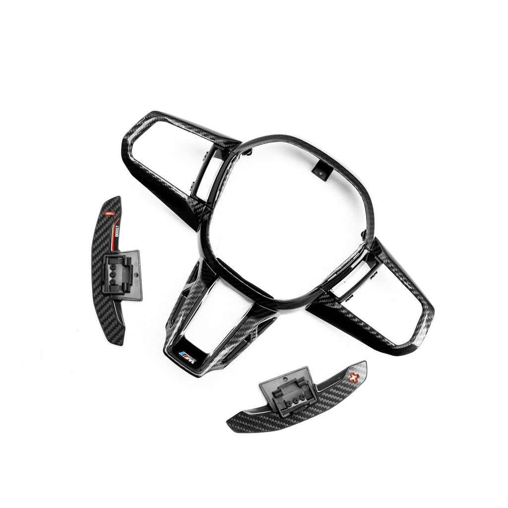 SHFT BMW G90 & G99 M5 Carbon Fibre Steering Wheel Trim + Paddles Set