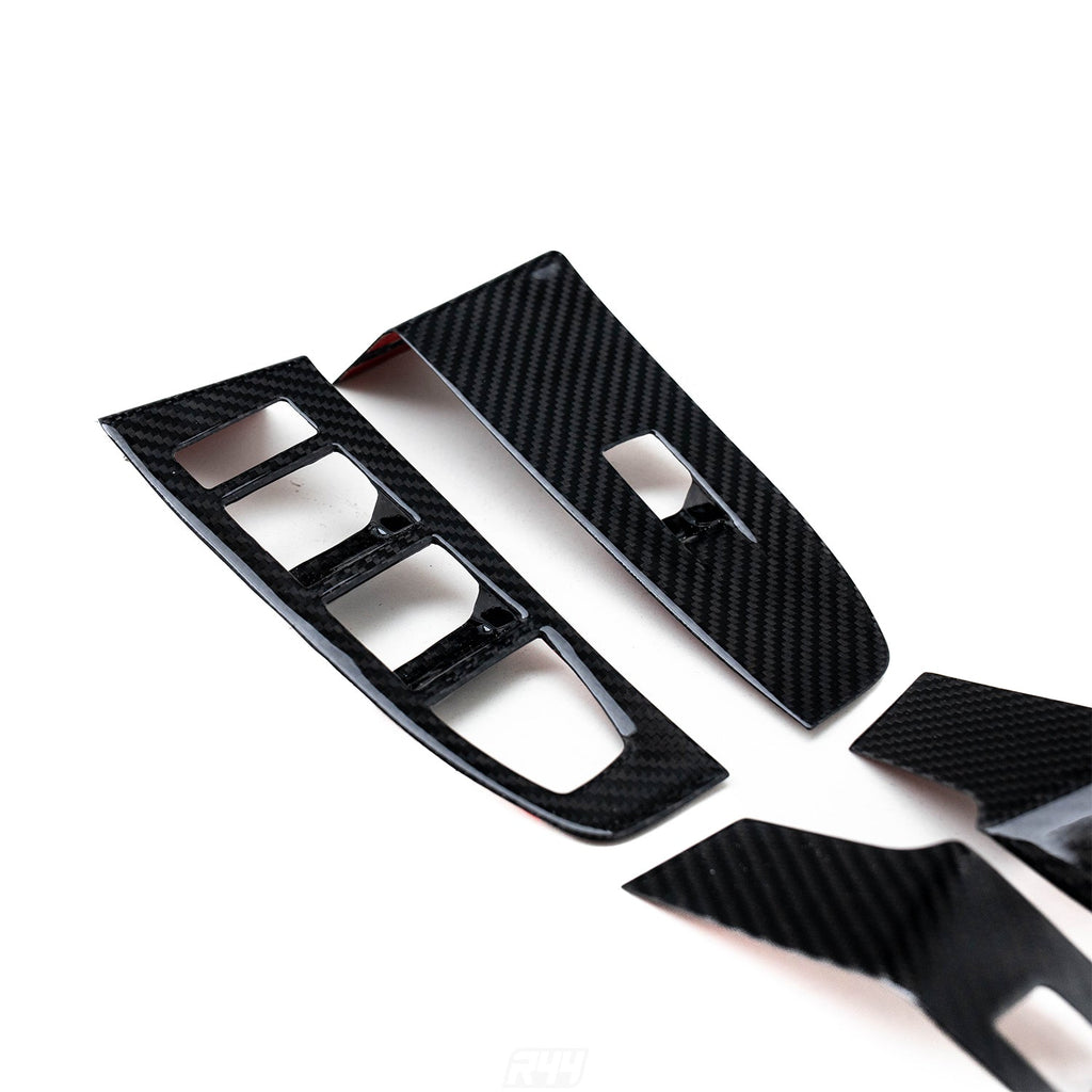 SHFT BMW G90/G99 M5 & G60/G61 5 Series Interior Window Switch Trim Set In Gloss Carbon Fibre