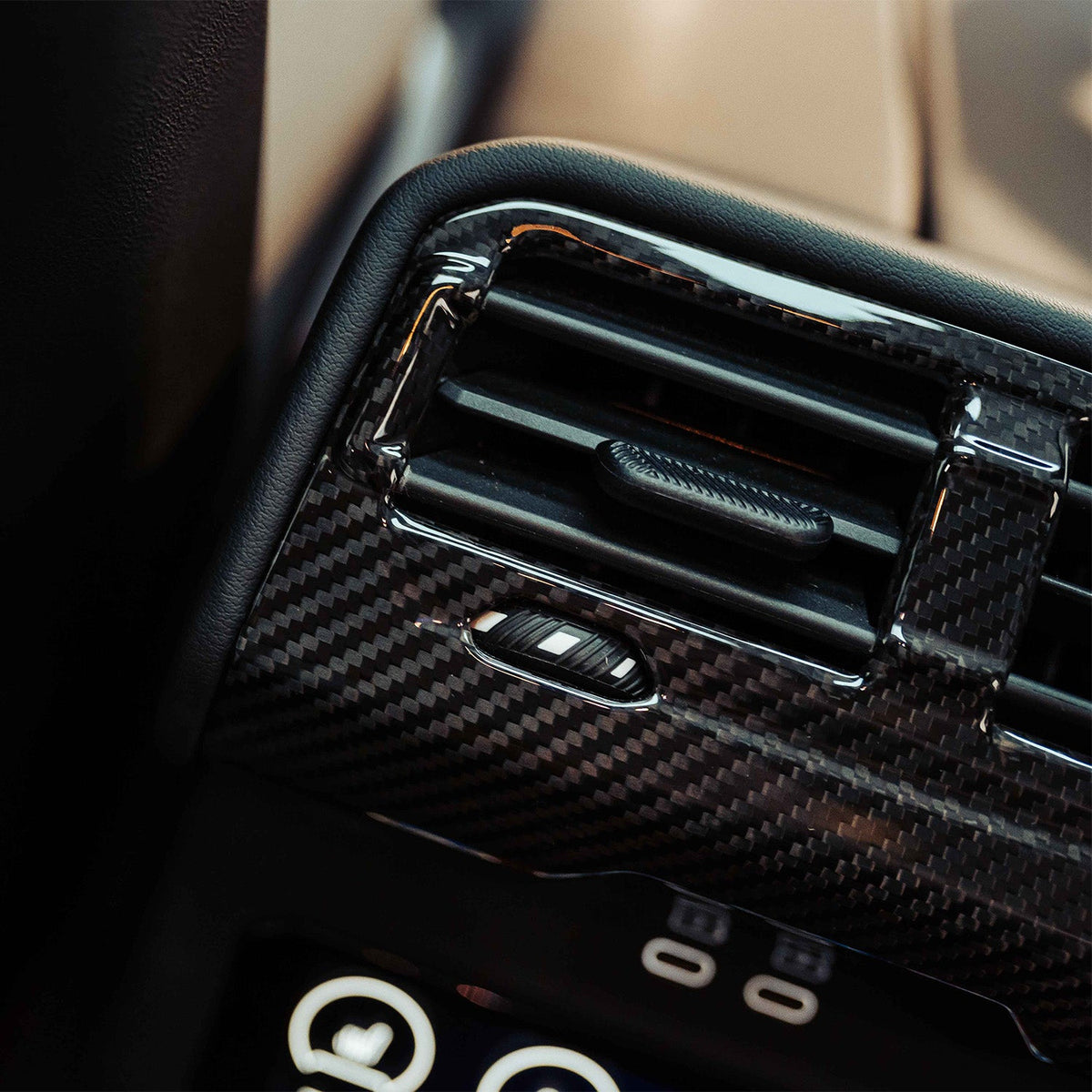 SHFT BMW G90/G99 M5 & G60/G61 5 Series Rear Interior Vent Surround In Gloss Carbon Fibre