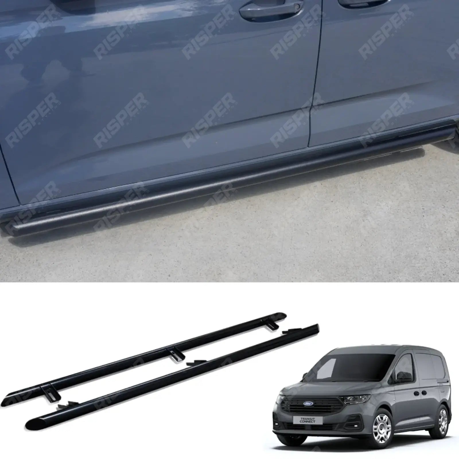 Side Bars Steps Angular Type Short Wheel Base Black 60mm For Ford Transit Connect 2024 On