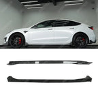 Side Skirts Pair In Carbon Look For Tesla Model 3 2018 - 2023