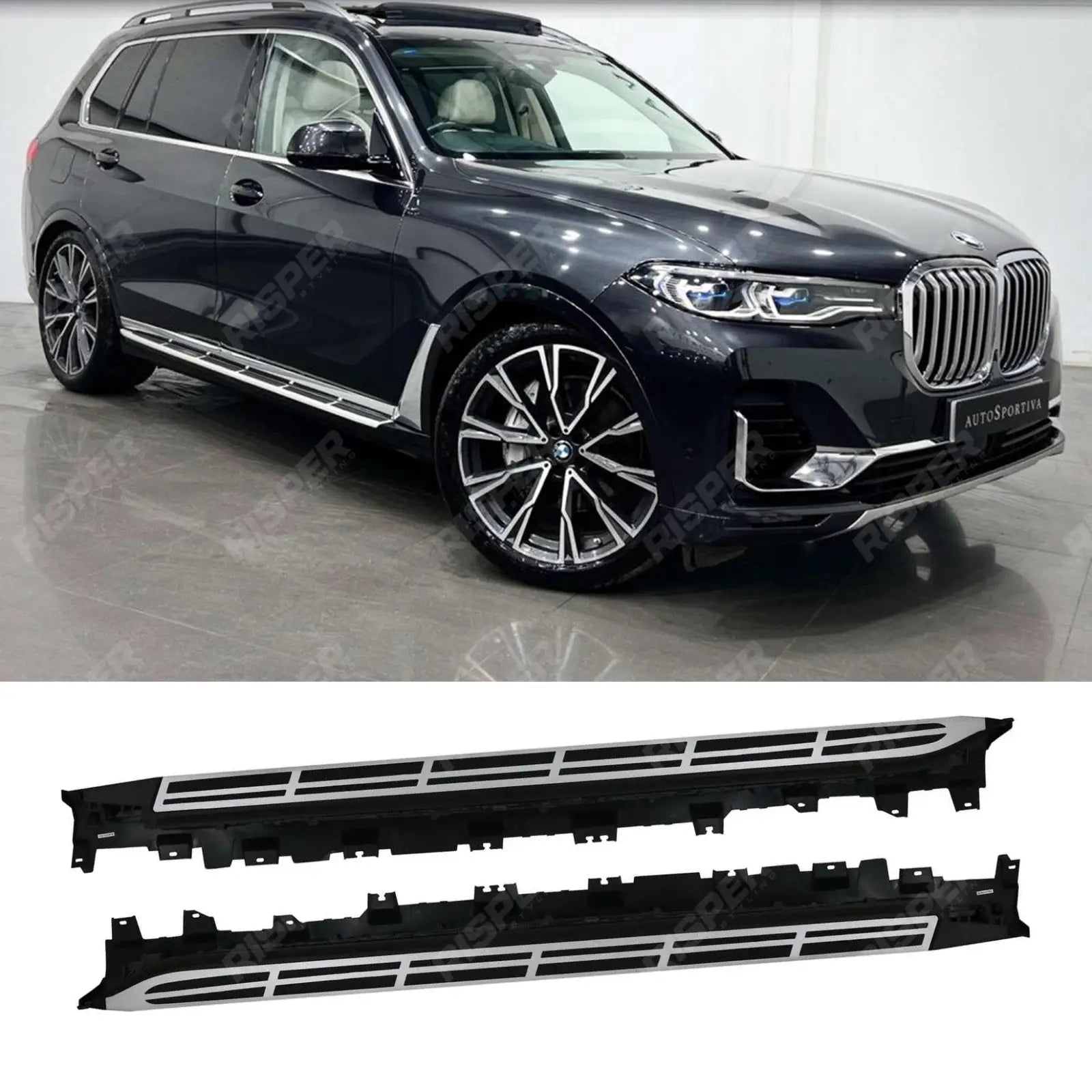 Side Steps Silver & Black For BMW X7 G07 2018 on