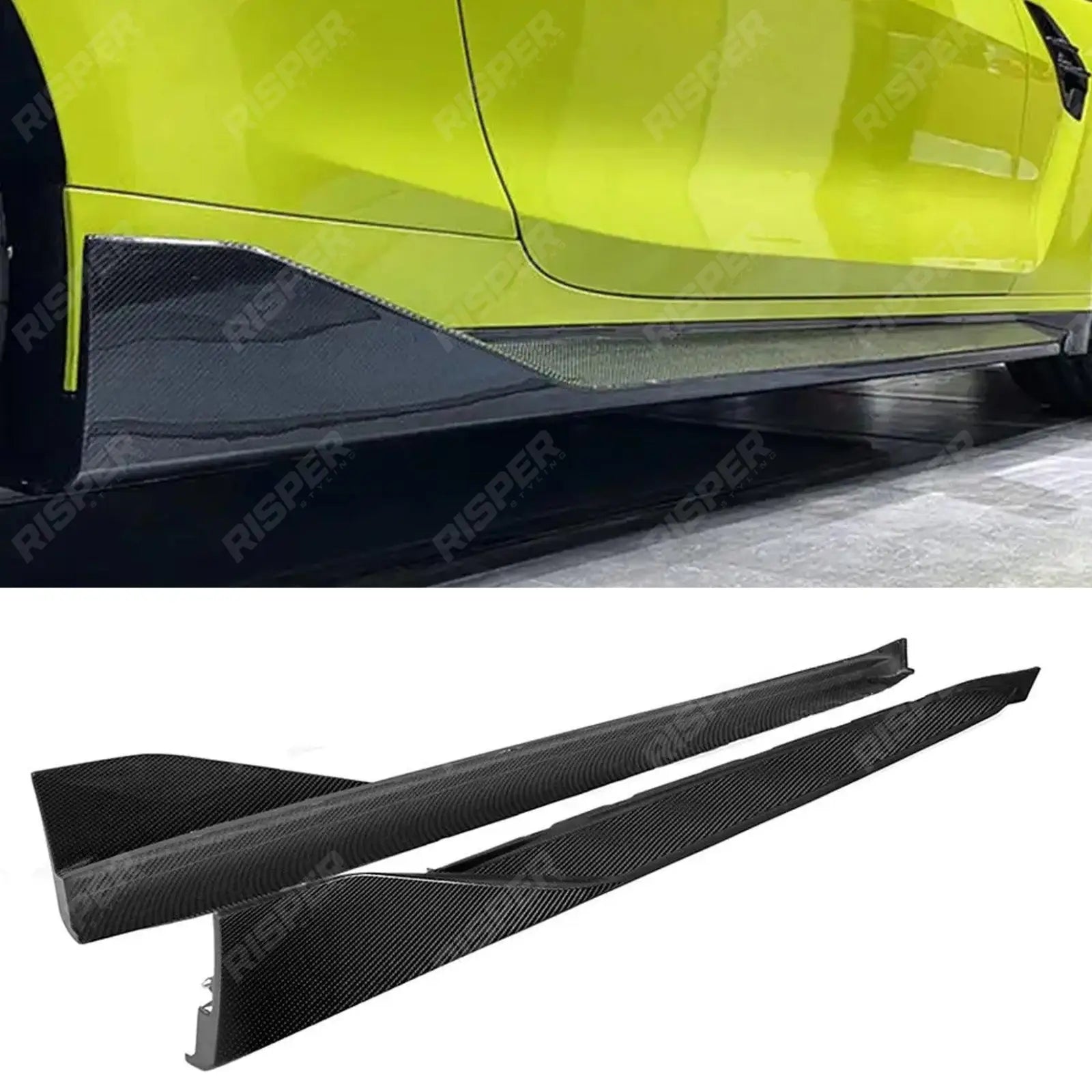 SKIRTS For BMW M3 G80 - PRE PREG CARBON FIBRE PERFORMANCE STYLE SIDE