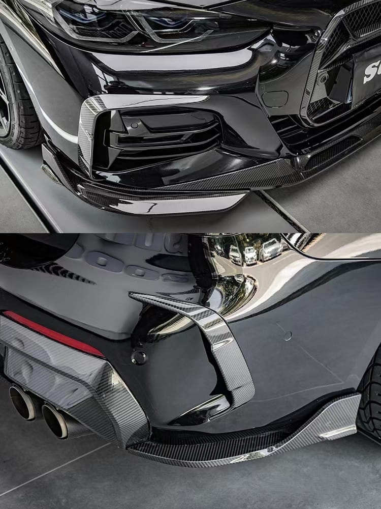 SOOQOO - BMW 4 SERIES G22 DRY CARBON FIBRE FRONT + REAR OVERLAYS CANARDS