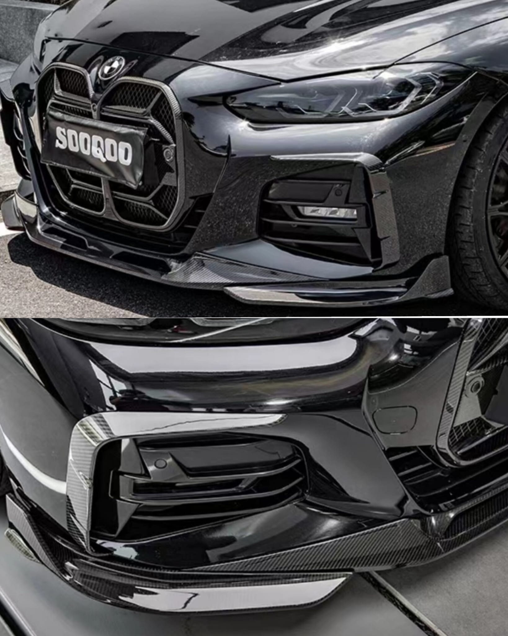 SOOQOO - BMW 4 SERIES G22 DRY CARBON FIBRE FRONT + REAR OVERLAYS CANARDS