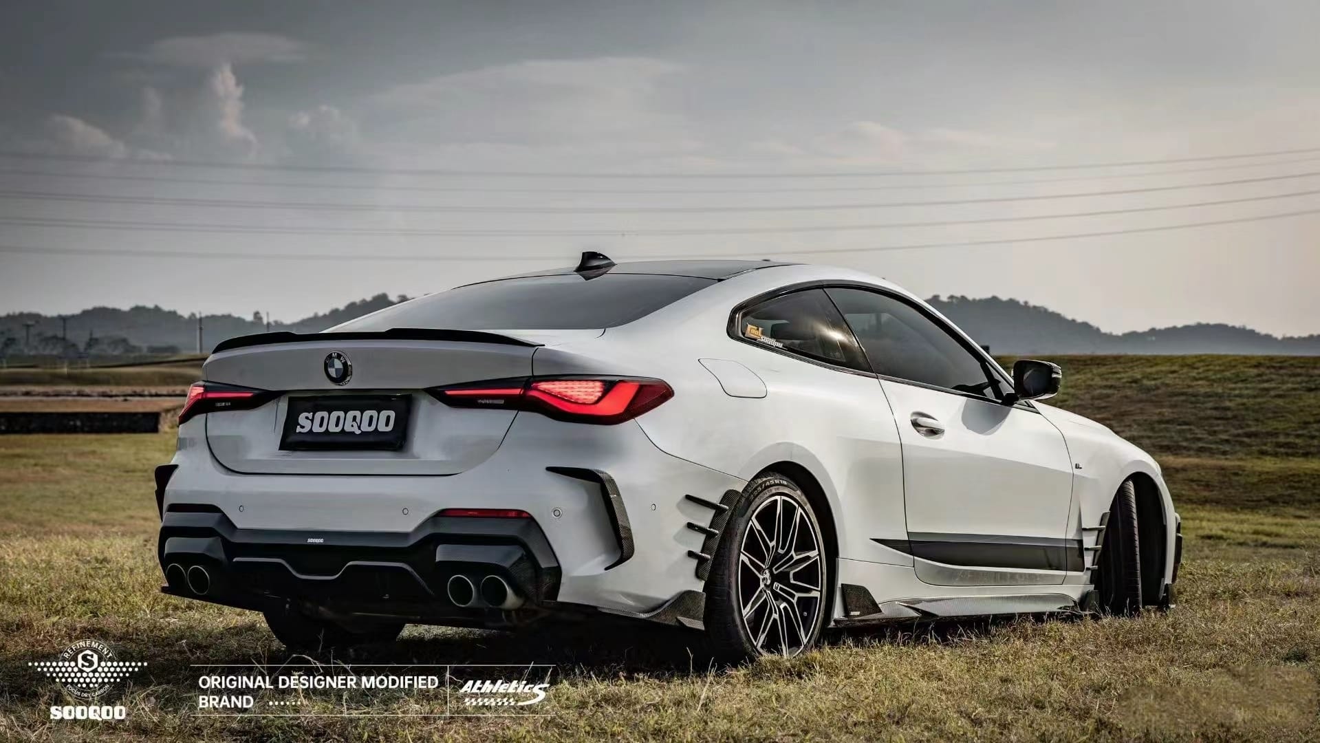 SOOQOO - BMW 4 SERIES G22 DRY CARBON FIBRE FRONT + REAR OVERLAYS CANARDS