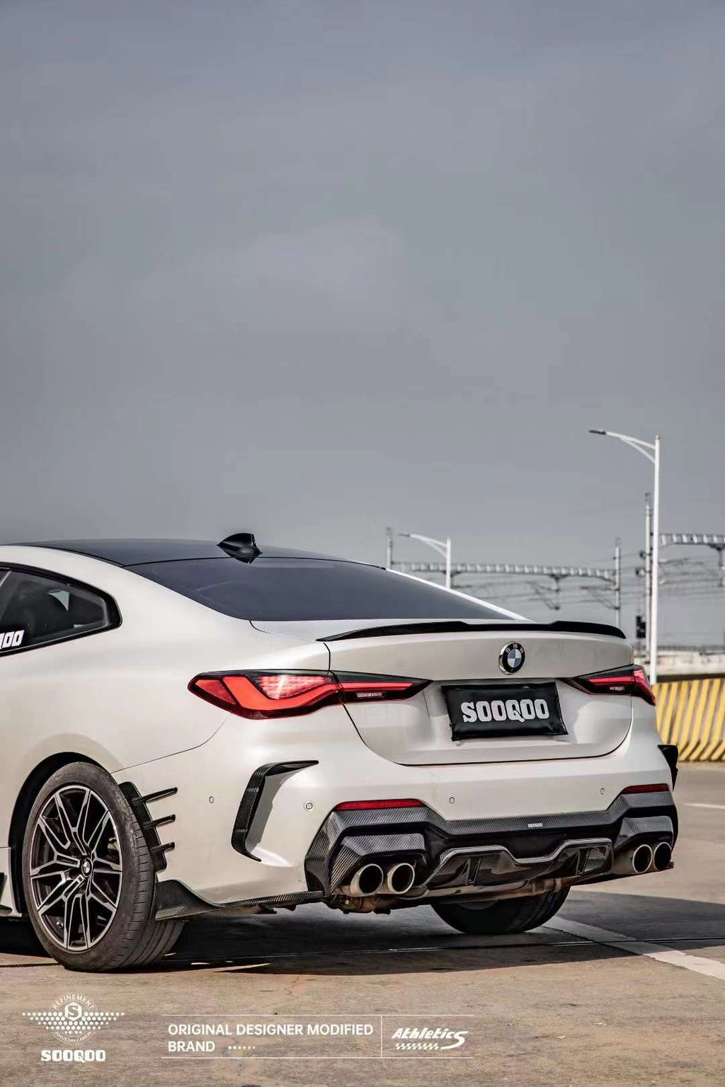 SOOQOO - BMW 4 SERIES G22 DRY CARBON FIBRE REAR BUMPER OVERLAYS