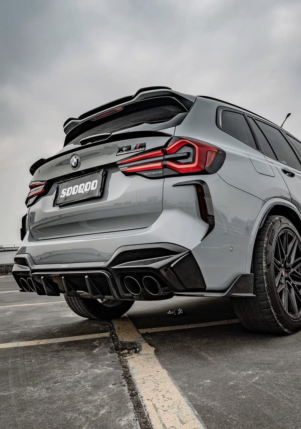 SOOQOO - BMW X3M F97 LCI DRY CARBON FIBRE REAR TOP SPOILER