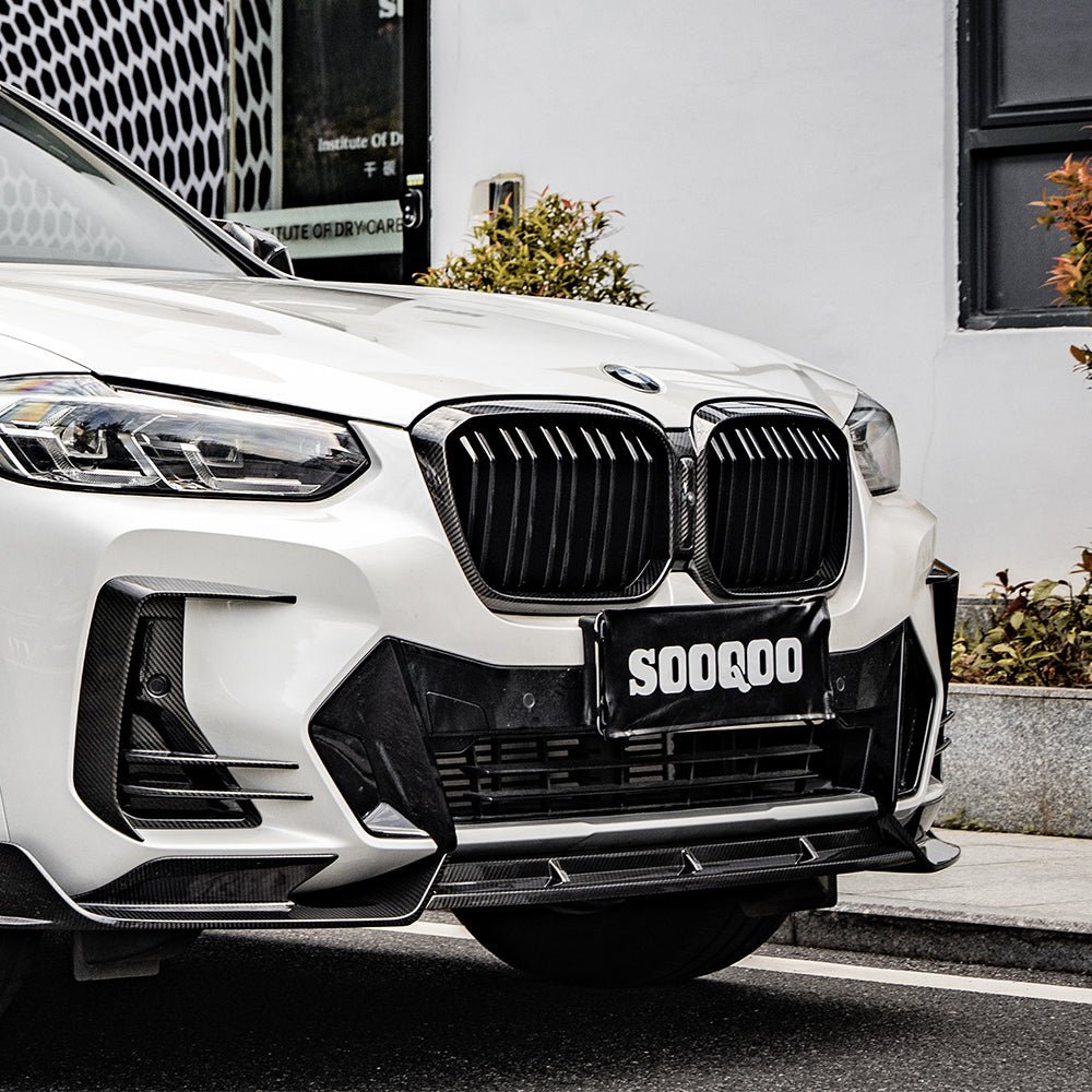 SOOQOO - BMW X4 G02 DRY CARBON FIBER FRONT LIP V1