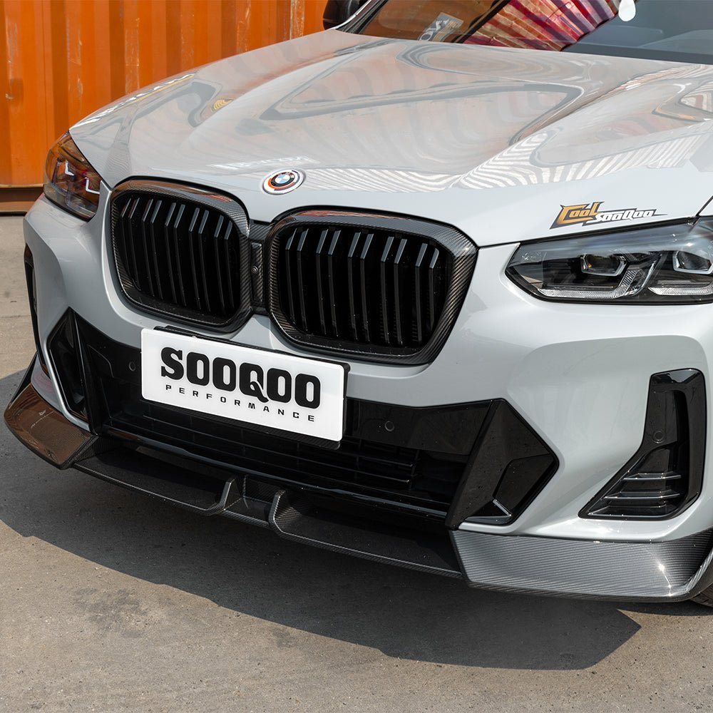 SOOQOO - BMW X4 G02 DRY CARBON FIBER FRONT LIP V2