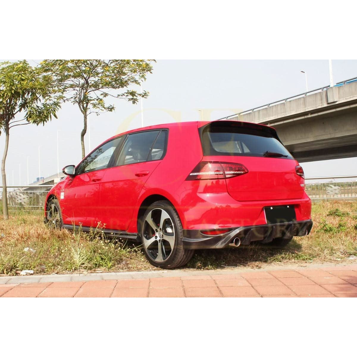 CF Style Carbon Fibre Rear Diffuser for VW Golf MK7 GTI GTD 14-17