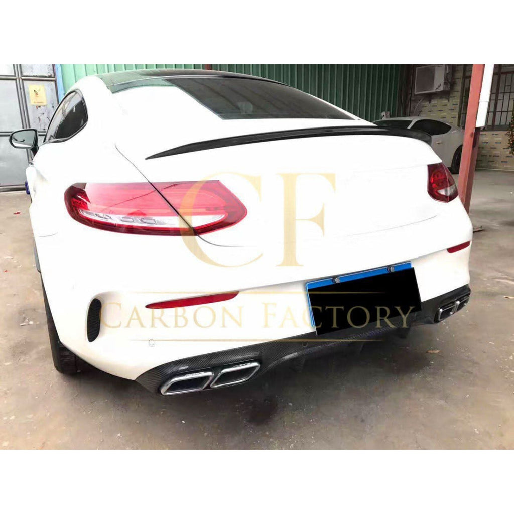 Small Fin Style Carbon Fibre Rear Diffuser for Mercedes W205 C Class & C63 2 Door 15-21
