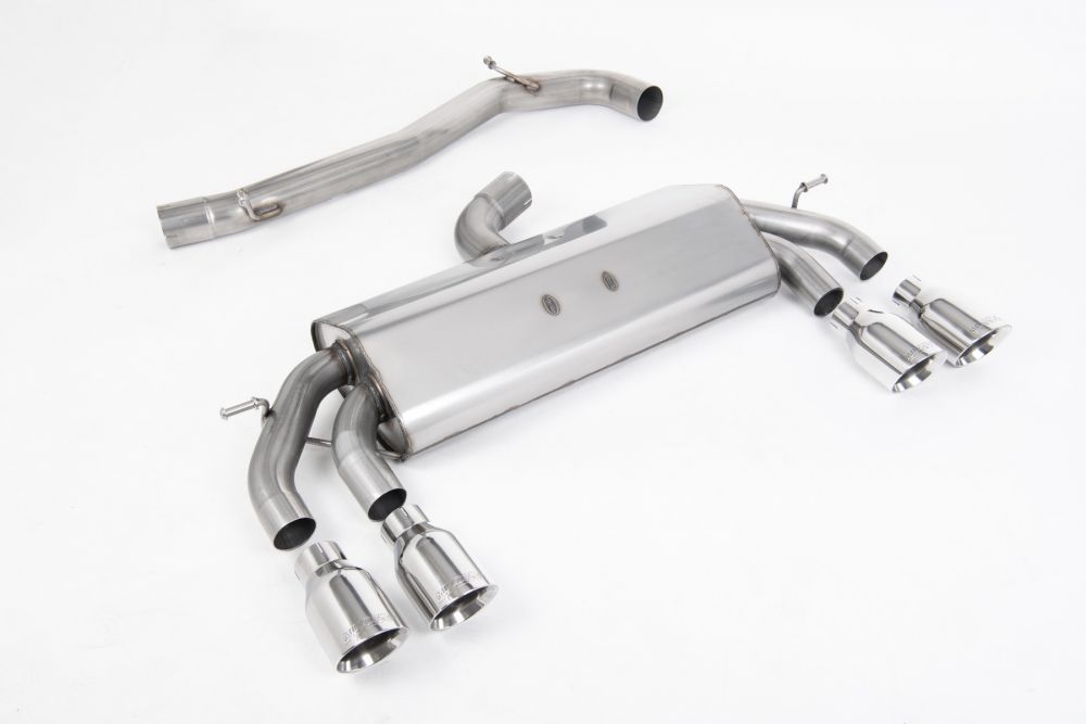 Milltek Volkswagen Golf Mk7.5 R 2.0 TSI 310PS (Non-GPF Models Only) (17+) Cat-back Non-Valved Race System. Non-resonated (louder). Polished GT-100 Round Tips