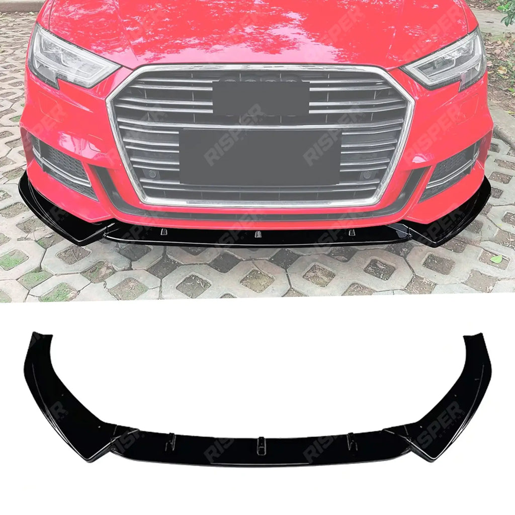 Standard Models Front Splitter In Gloss Black For Audi A3 8V Facelift 2017-2020