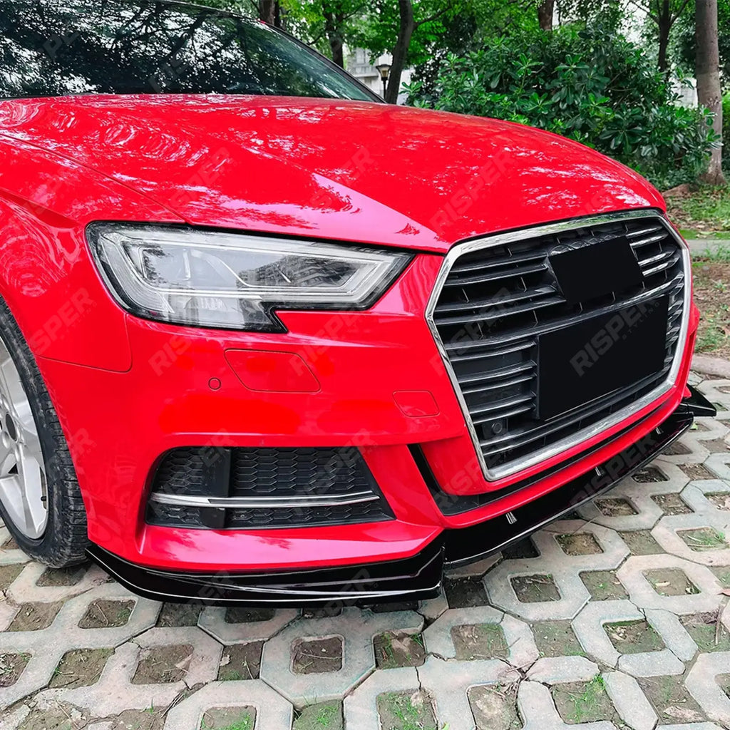 Standard Models Front Splitter In Gloss Black For Audi A3 8V Facelift 2017-2020