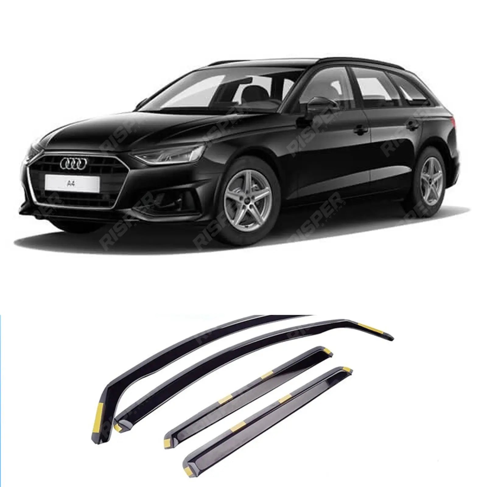 STX Dark Smoke 4PC Internal Wind Deflectors For Audi A4 Estate/Avant B9 2016+