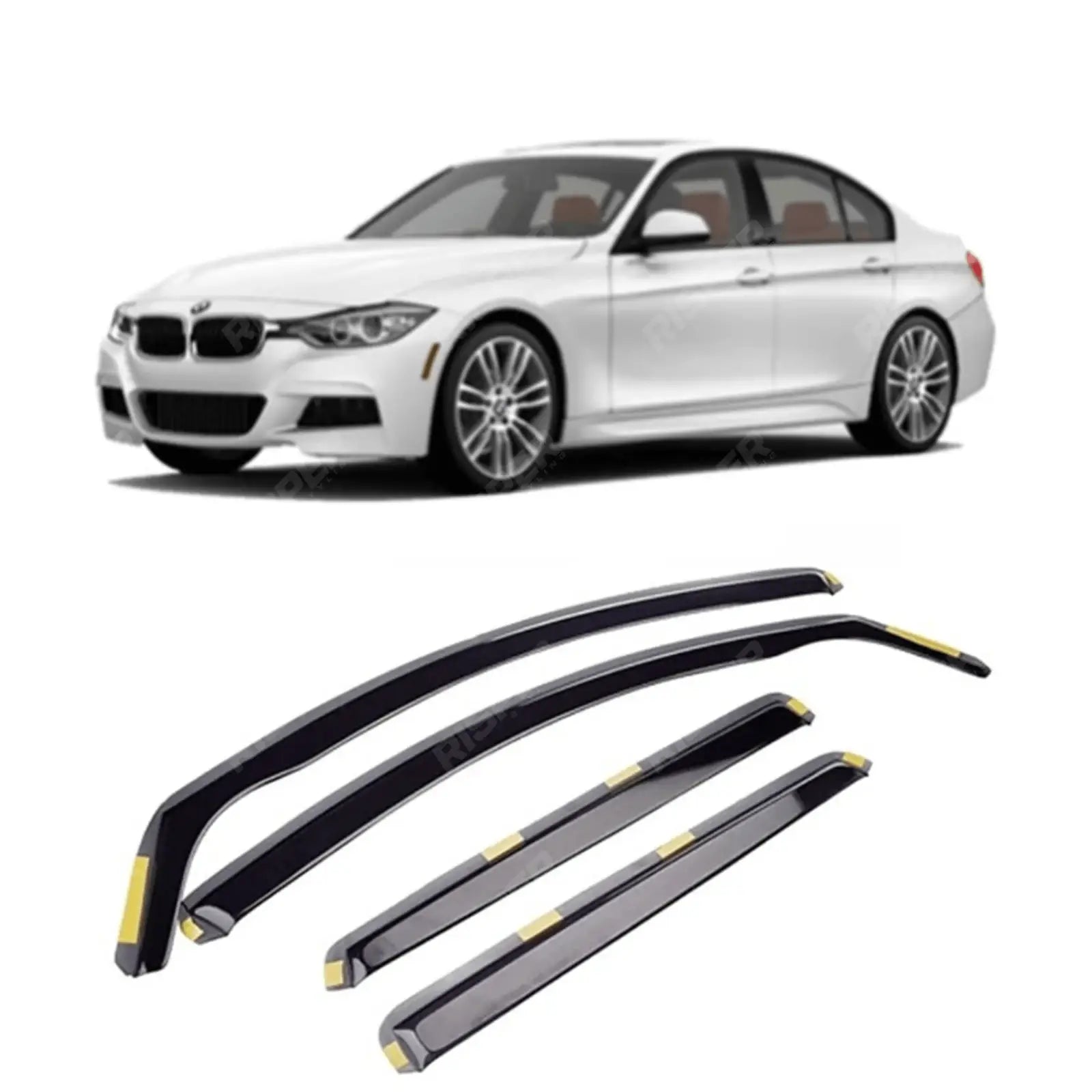 STX Internal Wind Deflectors 4PCS Clip In Fitment Dark Smoke W169 For Bmw 3 Series F30 2011-2018