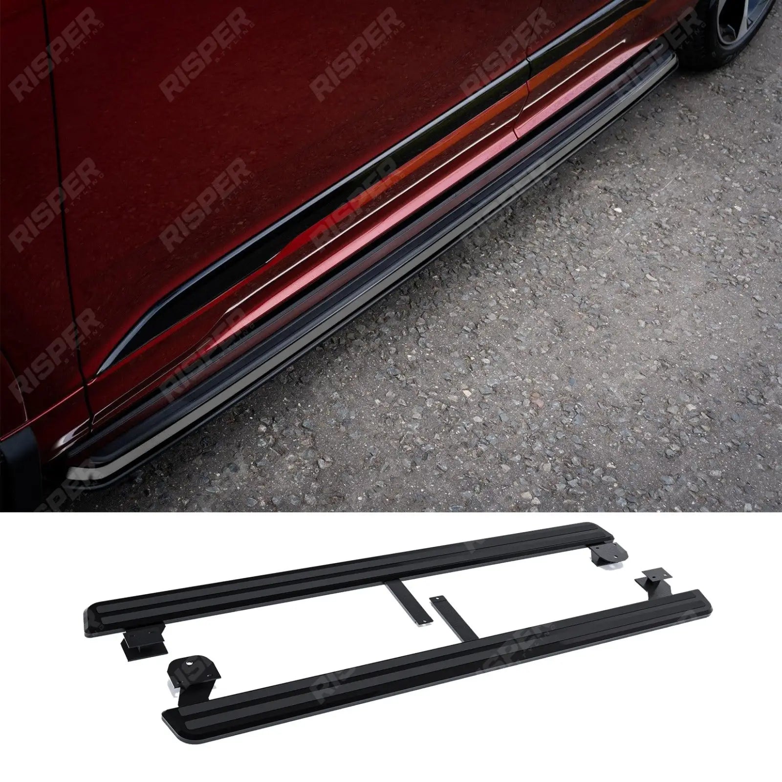 STX Style 2 Running Boards All Black Pair For Audi Q7 2016 On