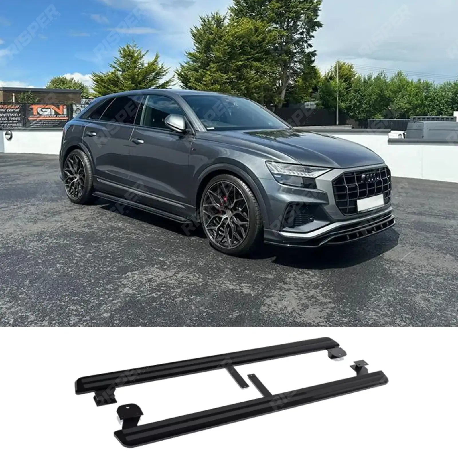 STX Style 2 Running Boards All Black Pair For Audi Q8 2019 On
