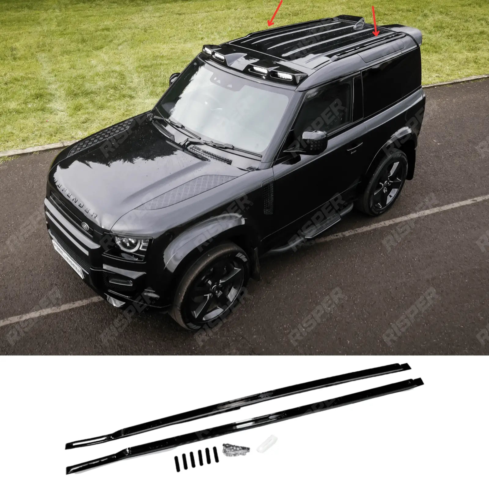 STX Style Gloss Black Roof Rails For Land Rover Defender 90 L663 2020 On