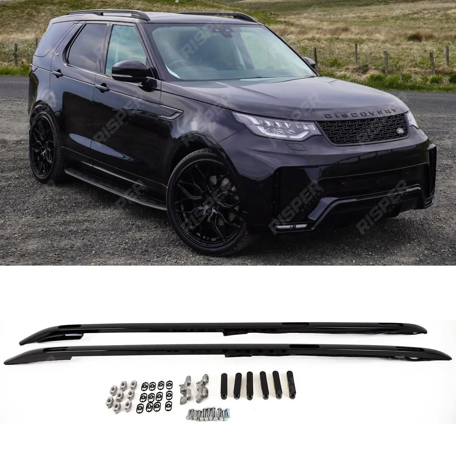 STX Style Roof Rails Bars Black Pair For Land Rover Discovery 5 2017 Onward