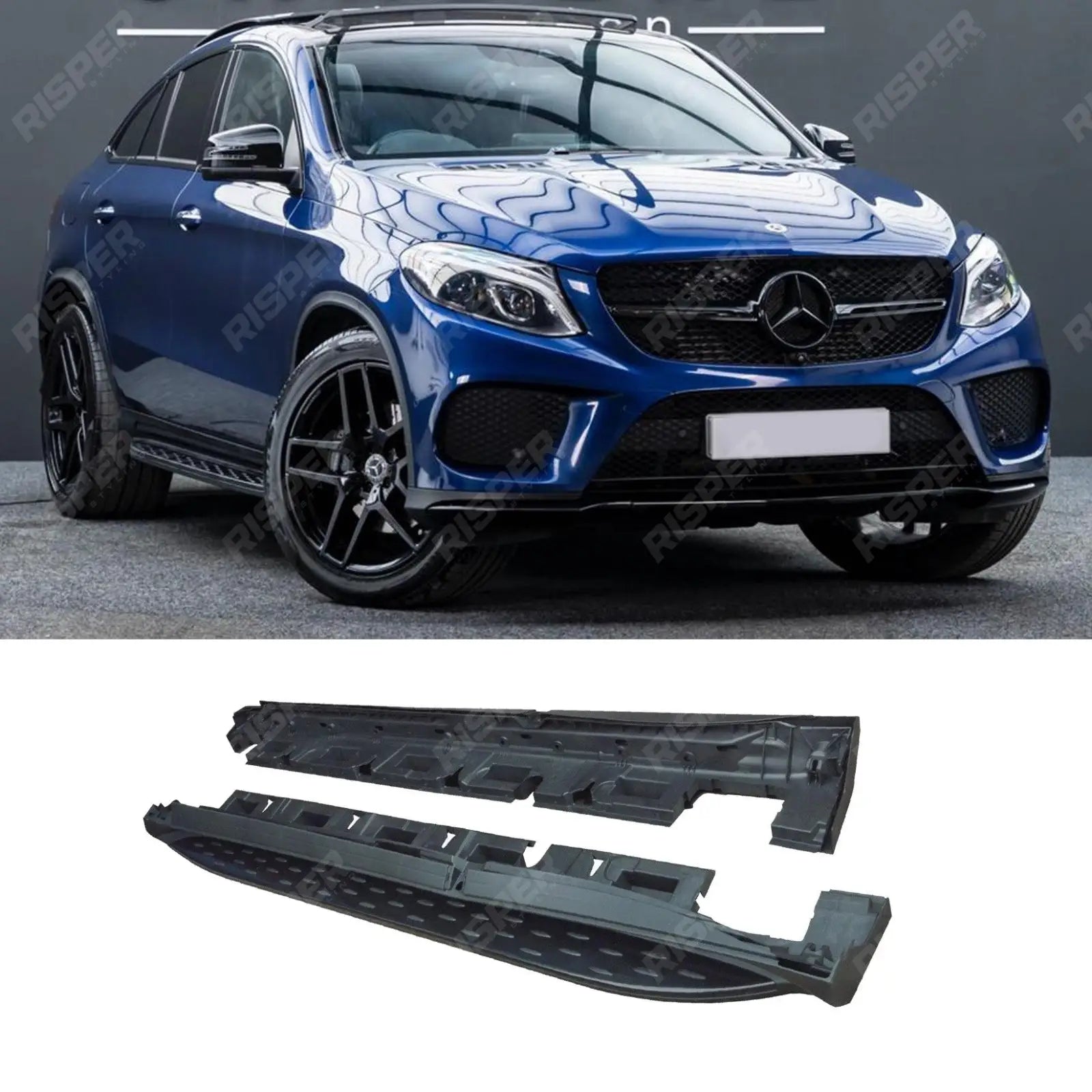 STX Style Running Boards Side Steps in Black For Mercedes GLE Coupe C292 2015 Onwards