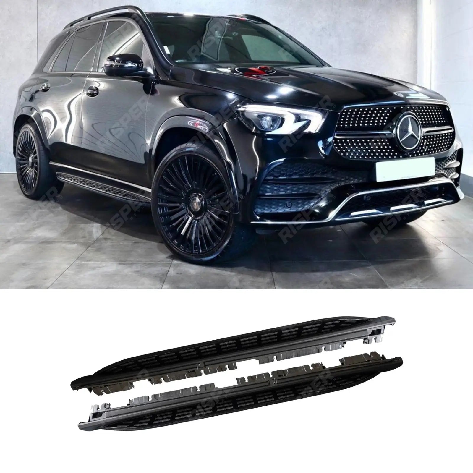 STX STYLE RUNNING BOARDS SIDE STEPS PAIR IN BLACK For MERCEDES BENZ GLE W167 2020 ON