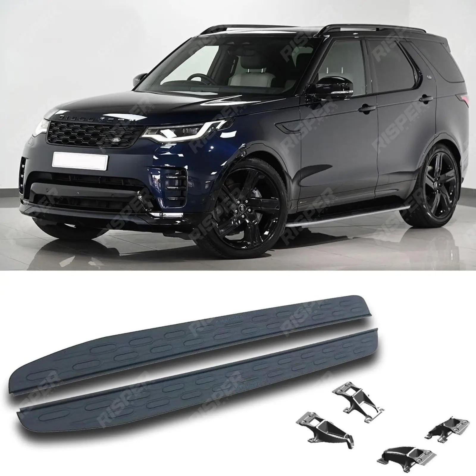 STX Style Side Steps Running Boards Pair Black/Silver For Land Rover Discovery 5 2017 Onward