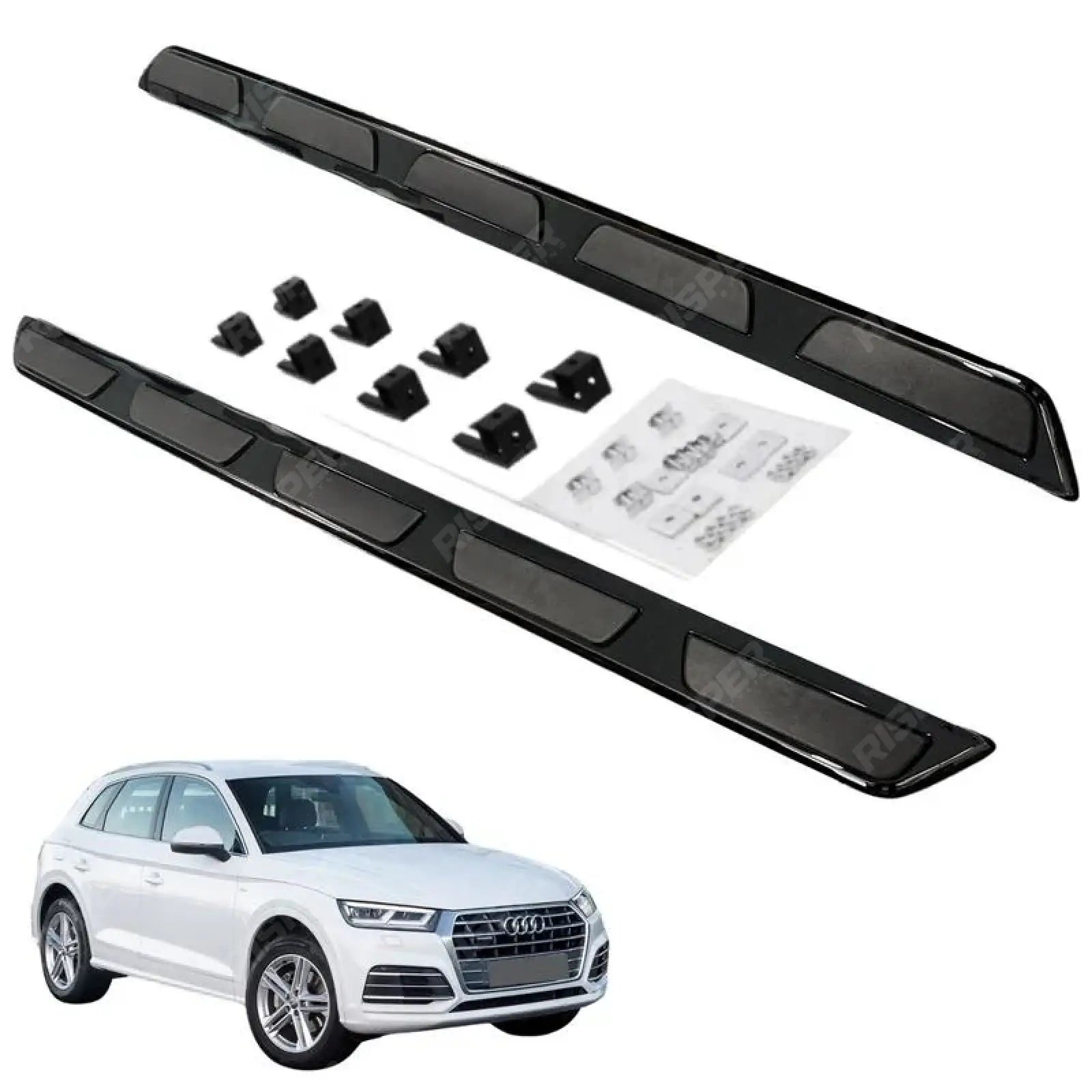 Style STX Side Steps Running Boards All Black Pair For Audi Q5 2017 On
