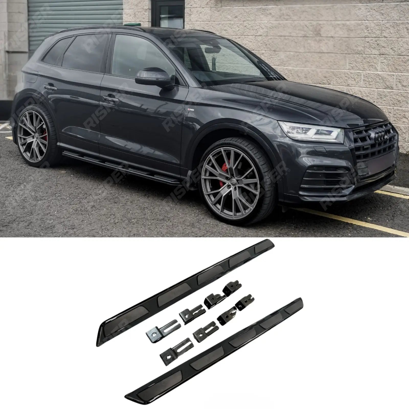 Style STX Side Steps Running Boards All Black Pair For Audi Q5 2017 On