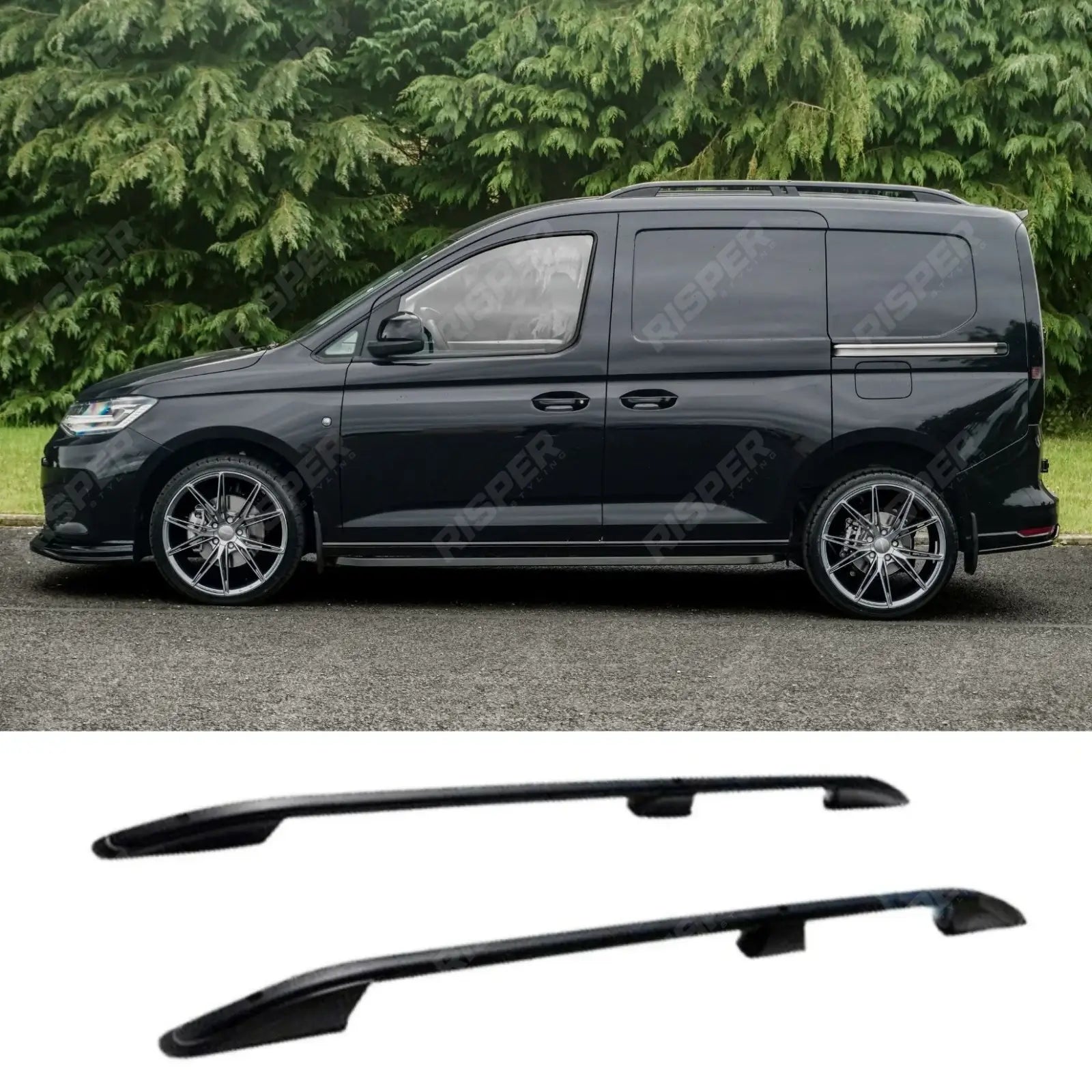 Swb Aluminium Roof Bars In Black For Vw Caddy 2021 On