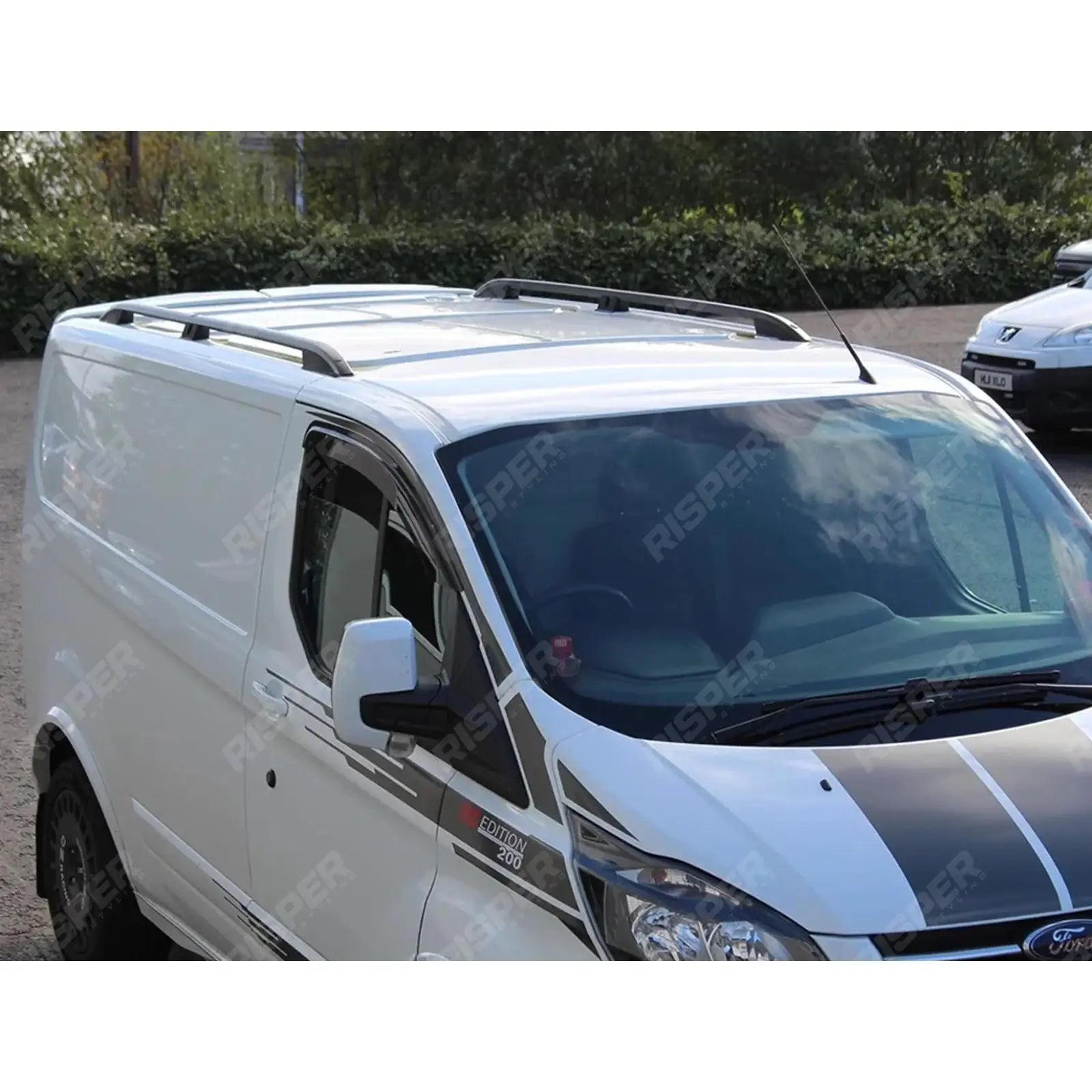 Swb Aluminium Roof Bars Roof Rails Black For Ford Transit Custom 2013 - 2024