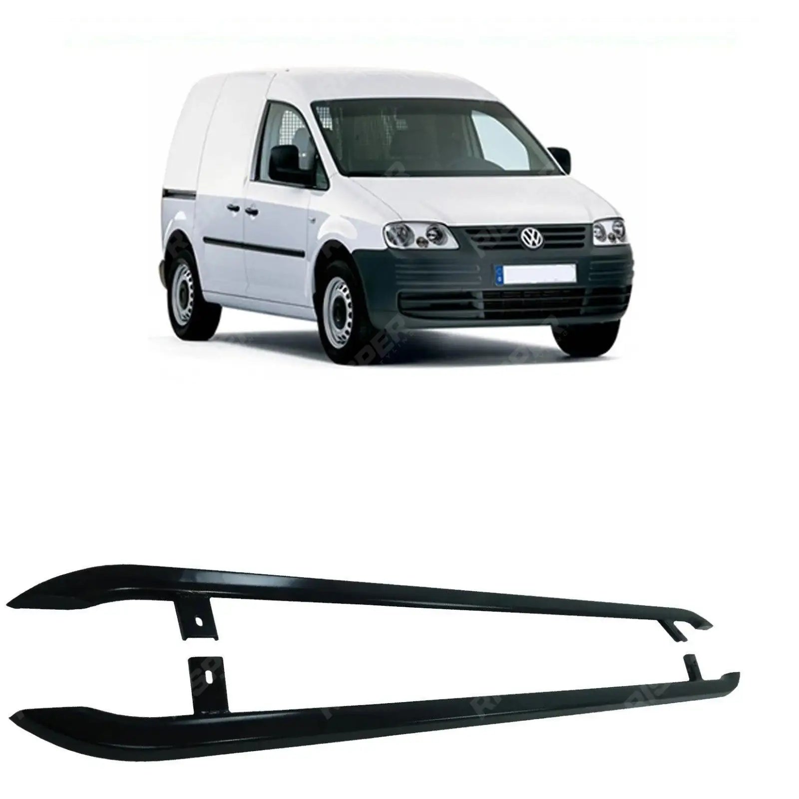 SWB Trapezoid Side Bars in Gloss Black For VW Caddy 2004-2020