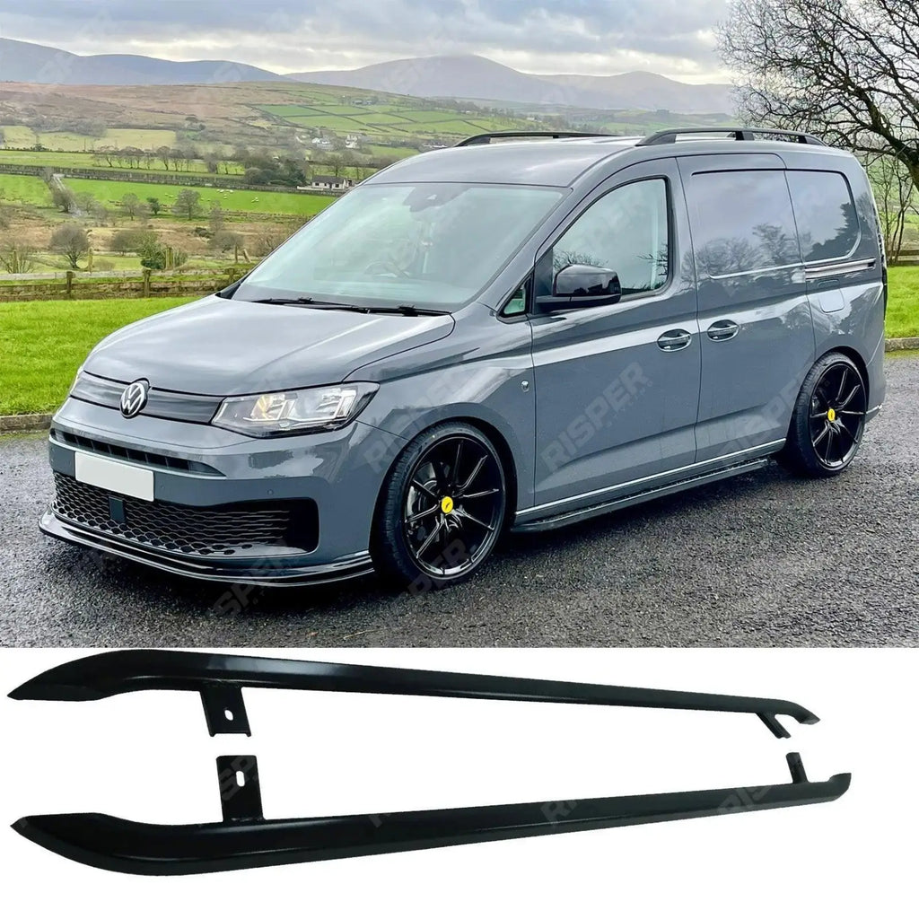 SWB Trapezoid Side Bars in Gloss Black For VW Caddy 2021 On