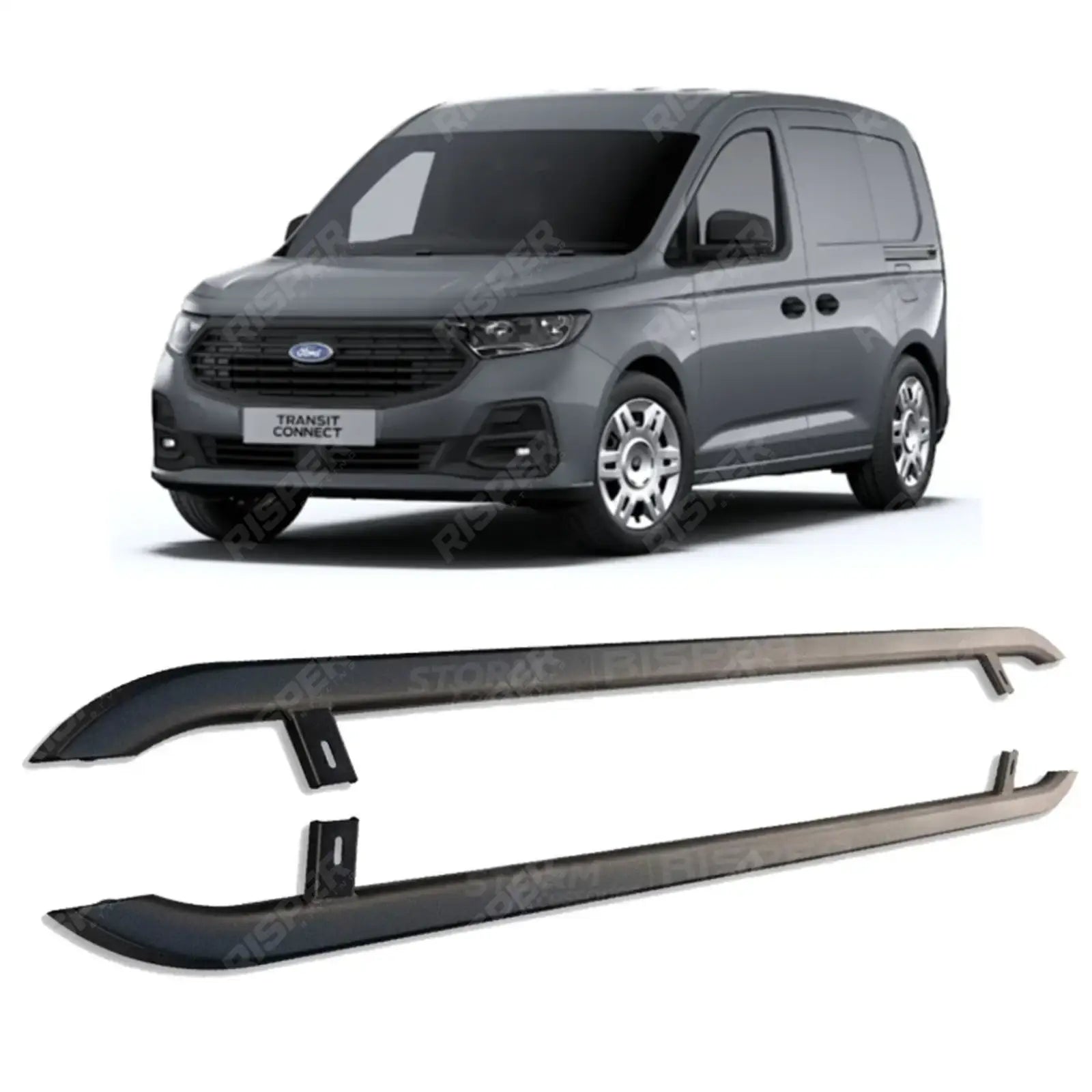 SWB Trapezoid Side Bars In Matt Black For Ford Transit Connect 2024 On