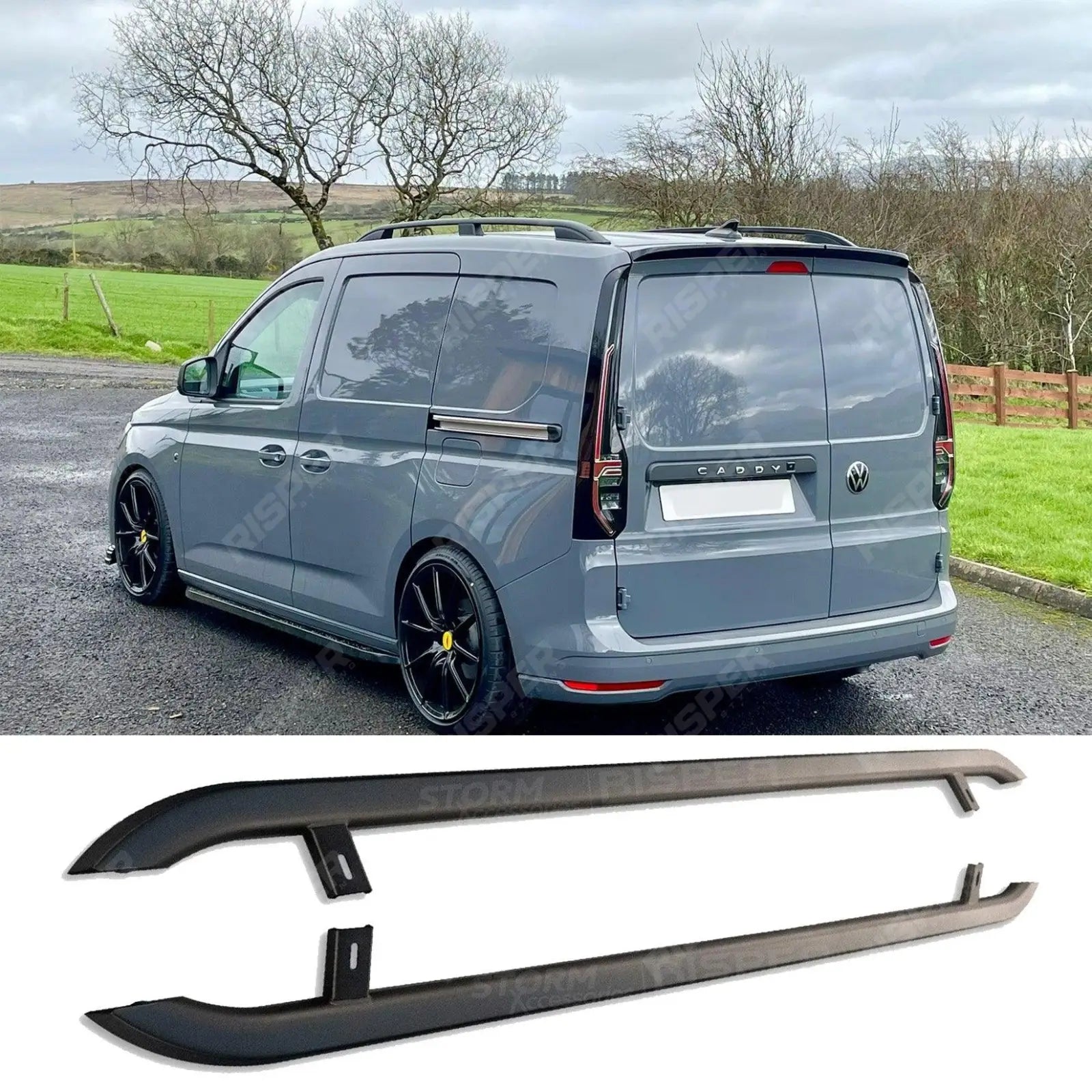 SWB Trapezoid Side Bars In Matt Black For VW Caddy 2021 On