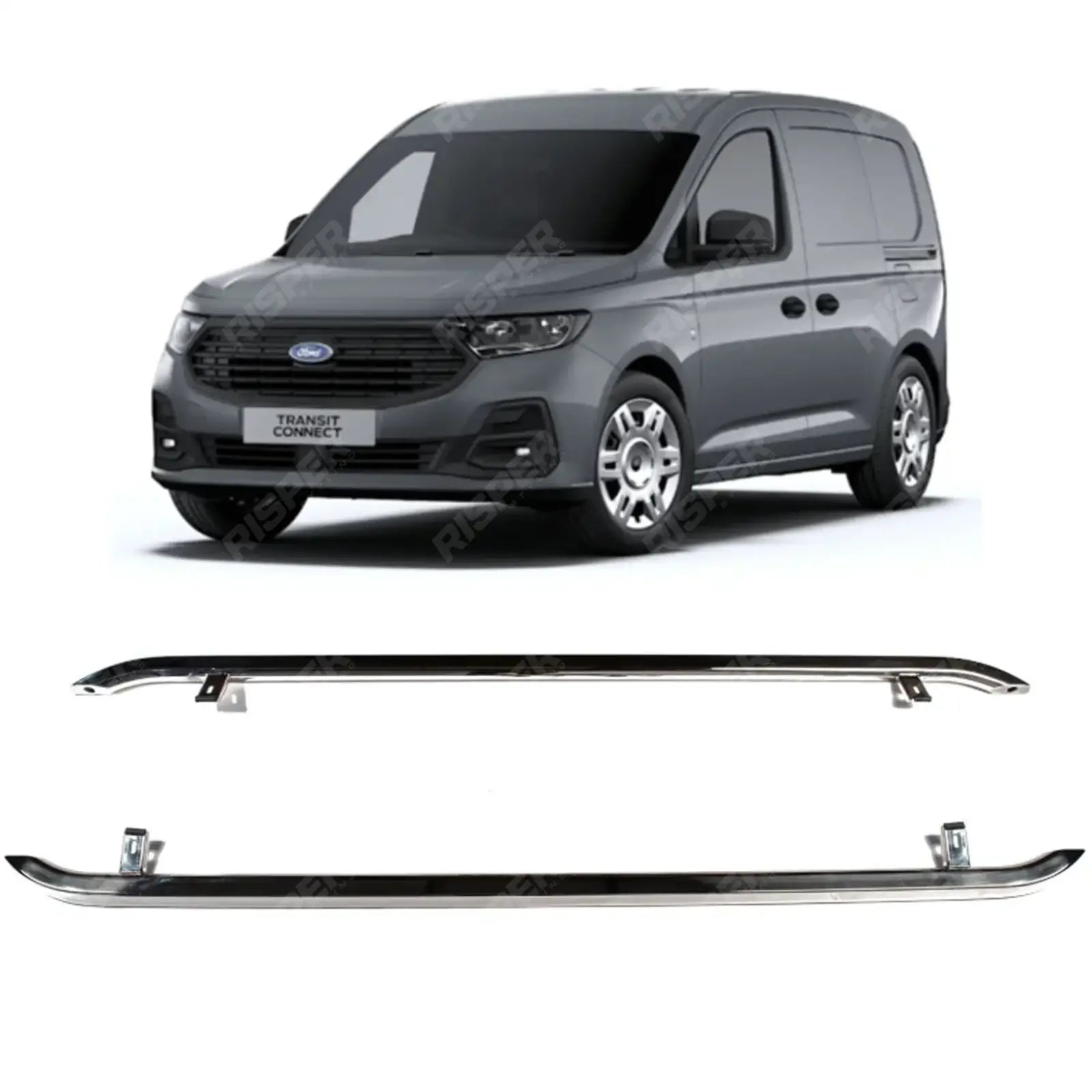 SWB Trapezoid Side Bars in Stainless Steel For Ford Transit Connect 2024 On