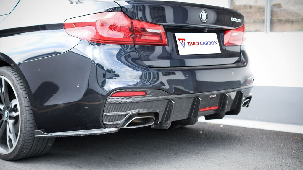 TAKD – BMW 5 SERIES G30 PRE LCI CARBON REAR DIFFUSER + REAR SIDE SKIRTS