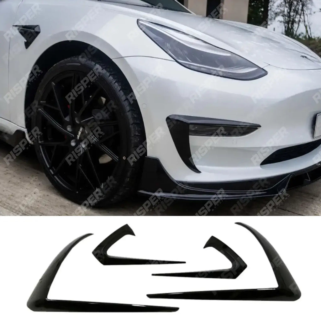 TESLA MODEL 3 2018 ON CANARD ACCENTS - IN GLOSS BLACK