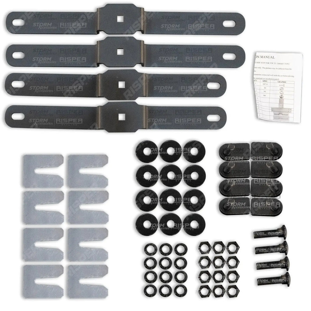 Trapezoid Side Bars in Gloss Black For VW Transporter T5 & T6 LWB 2003-2023