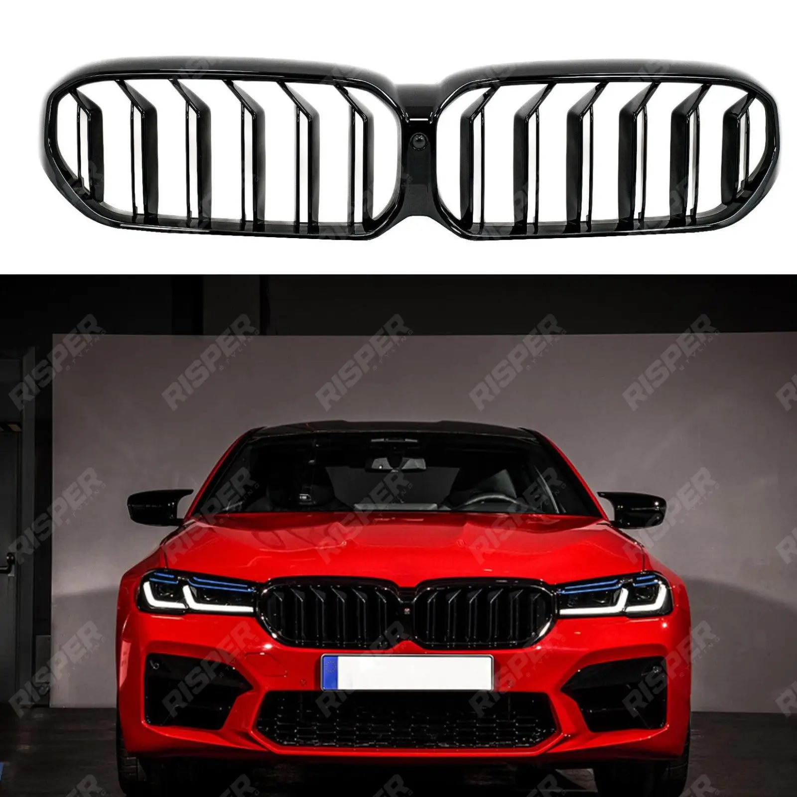 Upgrade Front Grill in Gloss Black M5 Look For BMW 5 Series G30 G31 2021+ LCI