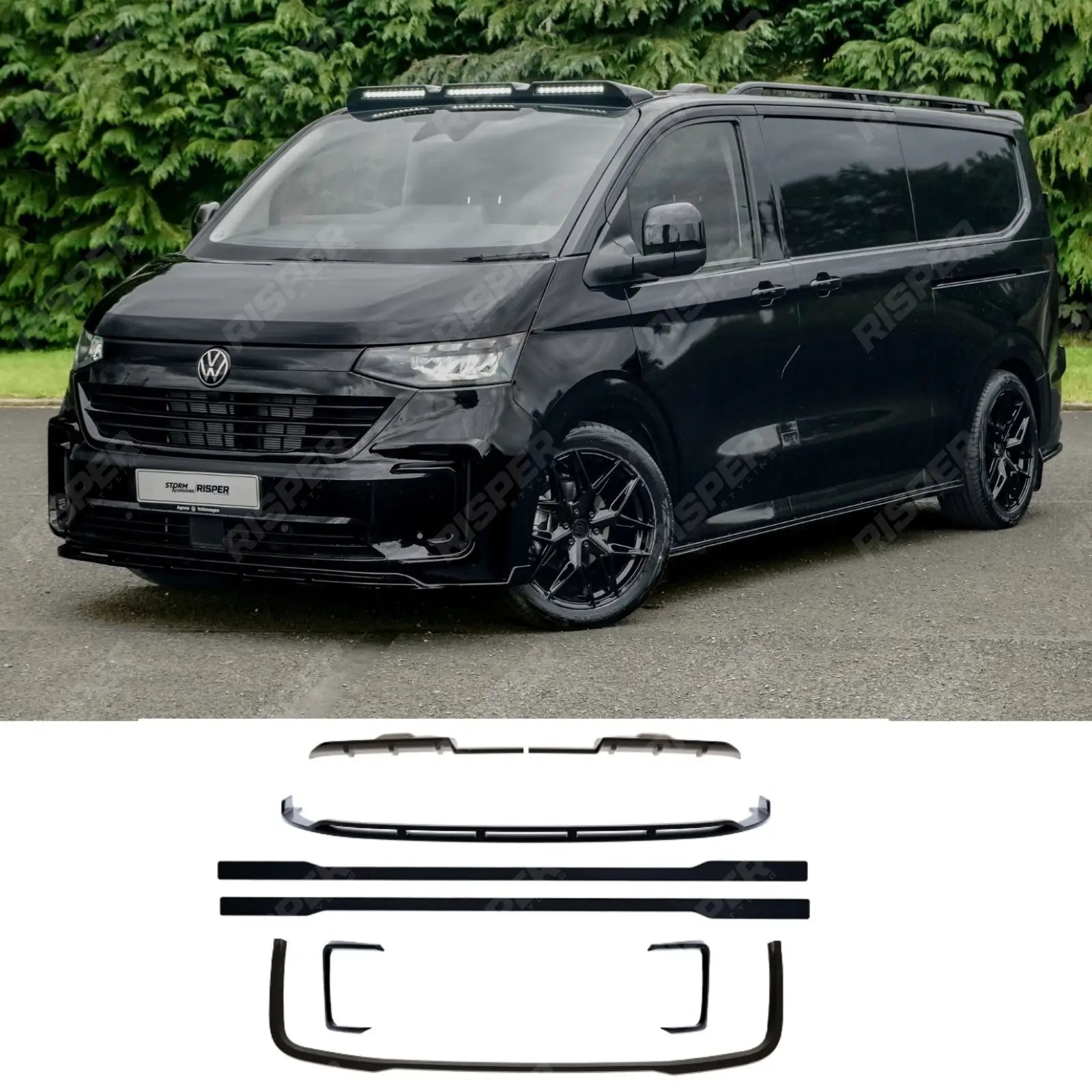V1 Premium Aero Kit In Gloss Black For Volkswagen Transporter T7 LWB 2025 on