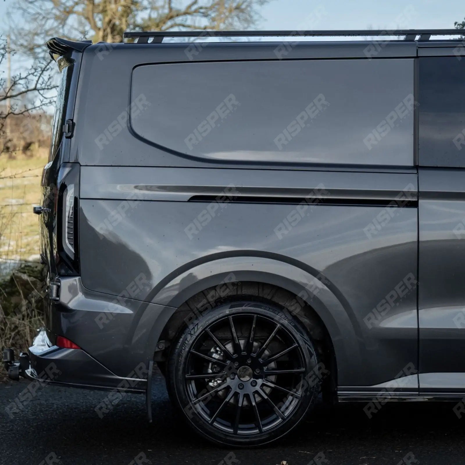 V1 Rear Spoiler Barn Door In Gloss Black For Ford Transit Custom MK2 2024 On