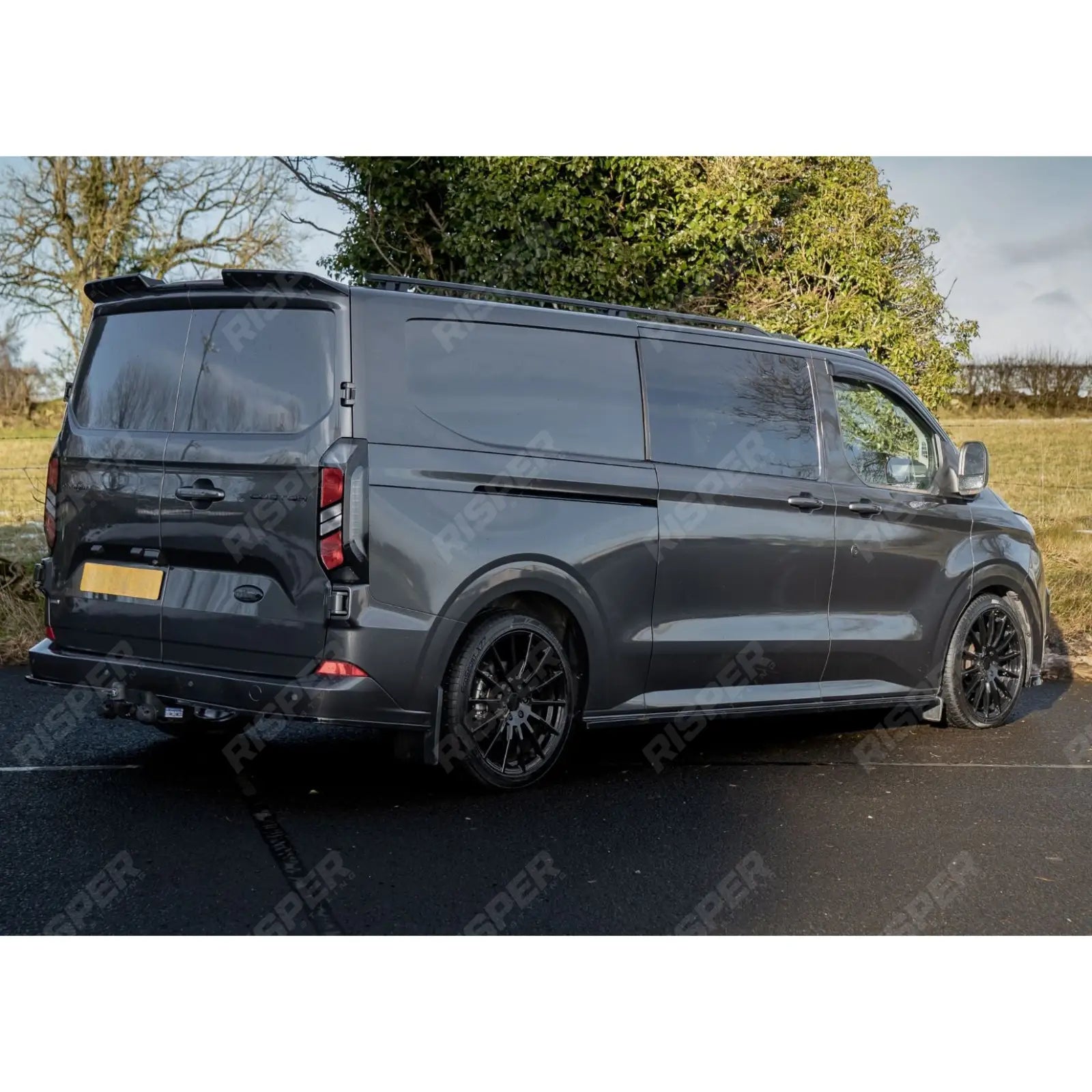 V1 Rear Spoiler Barn Door In Gloss Black For Ford Transit Custom MK2 2024 On